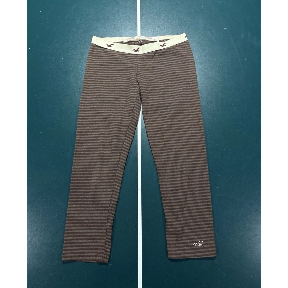 Vintage Hollister Striped leggings Capri Women's Small Brown Low Rise Y2K Rare